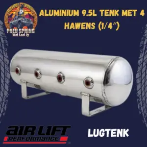 Airlift Aluminium 9.5L tenk met 4 hawens (1/4″)